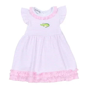 Alligator Friends Pink Embroidered Flutters Dress Set