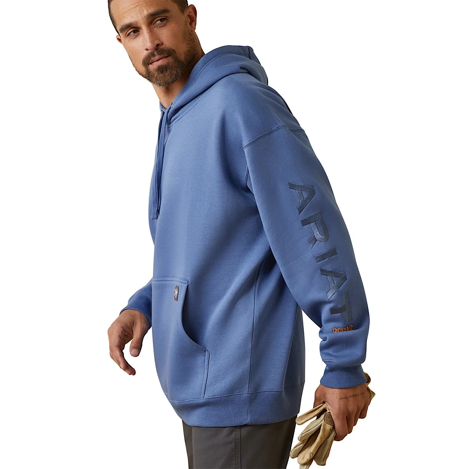 Ariat Men's Rebar Graphic Hoodie Coastal Fjord/Navy