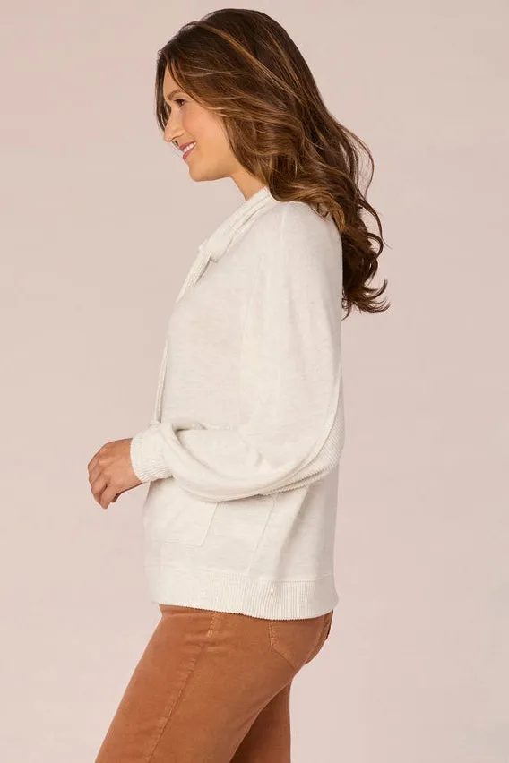 Blouson Sleeve Knit Top - Heather Ecru