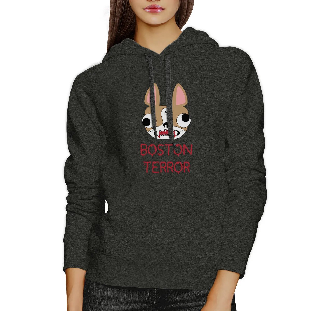 Boston Terror Terrier Dark Grey Hoodie