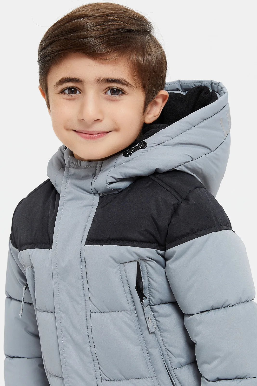 Boys Grey Fleece Lining Jacket