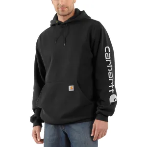 Carhartt Men's Signature Logo Hooded Pullover Sweatshirt_Black