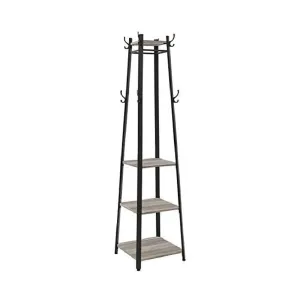 Coat Rack Stand with 3 Shelves Industrial Greige