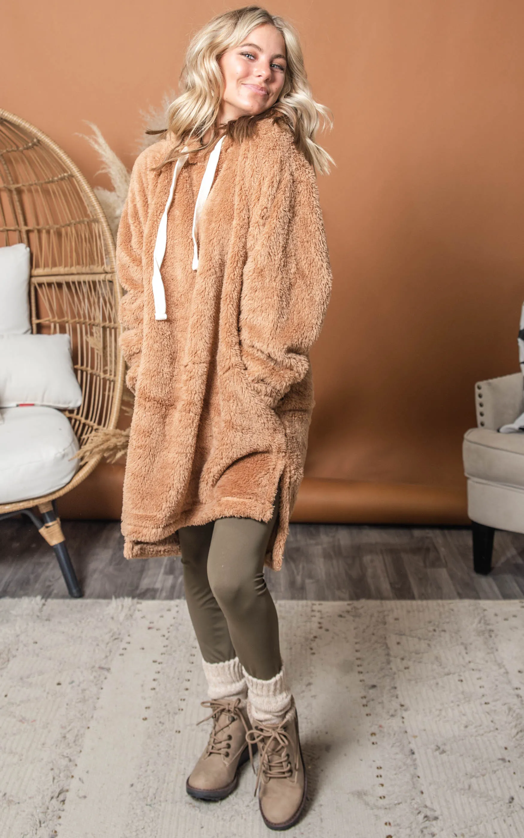 Cuddle Me Hard Sherpa Hoodie Tunic - Final Sale