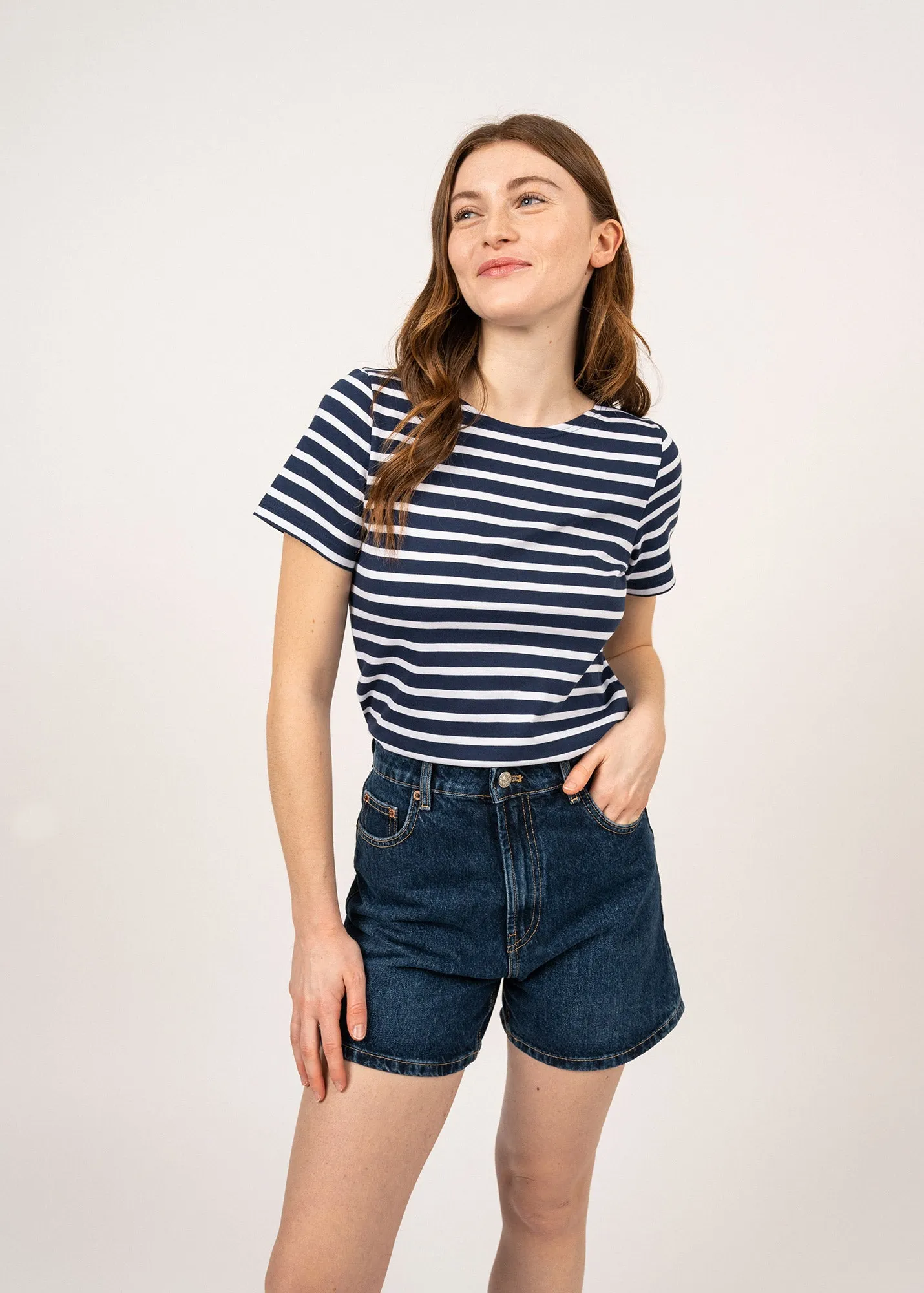 Etrille short sleeve striped sailor shirt - regular fit, in light cotton (MARINE/NEIGE)