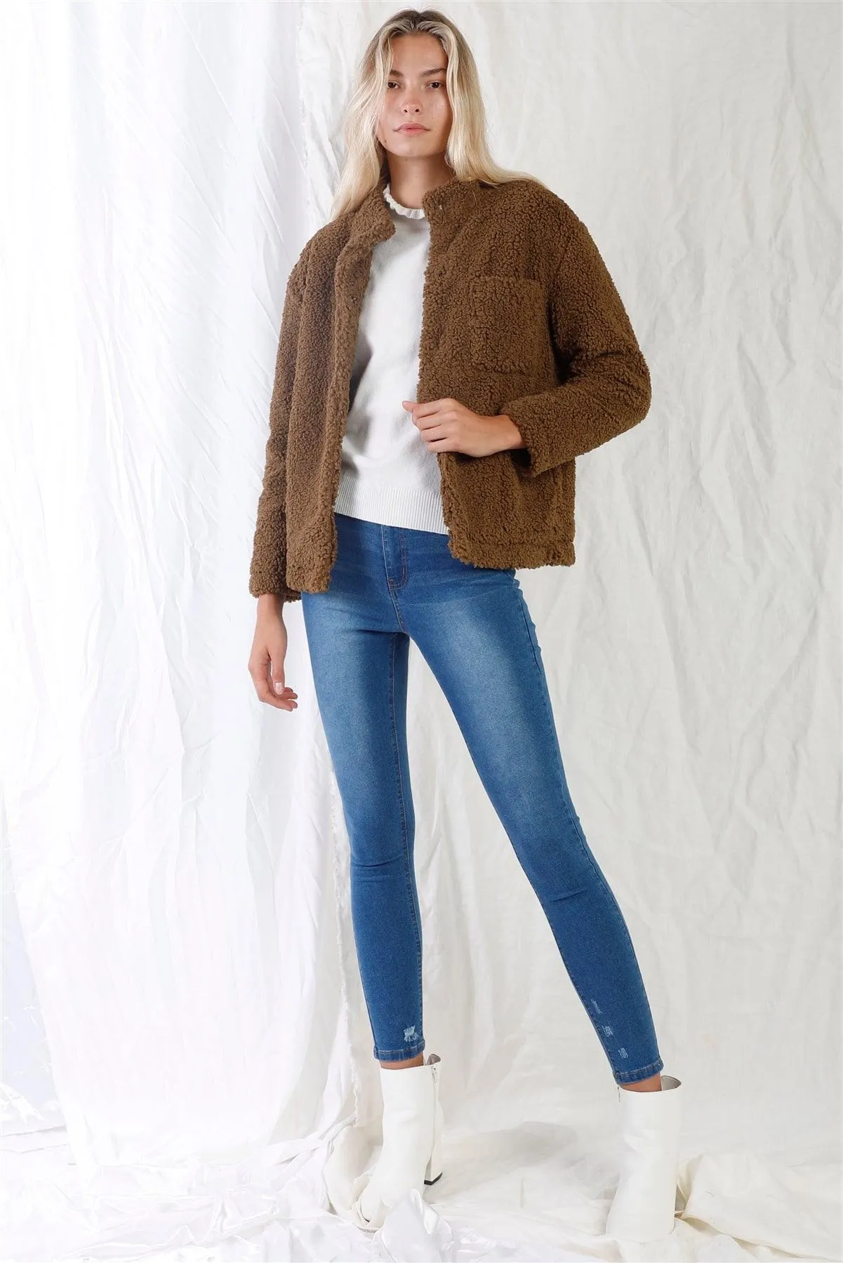 Faux Shearling Long Sleeve Shepherd Jacket /3-2-1