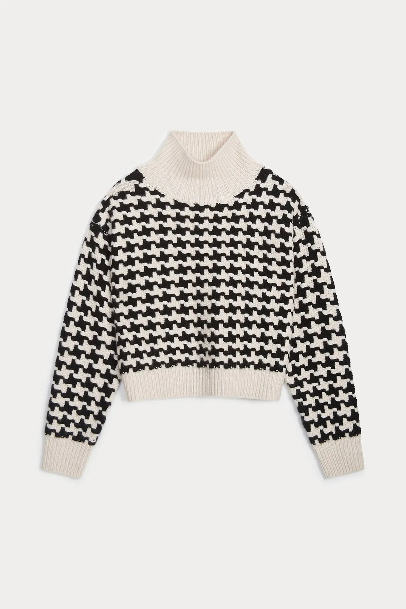 IRIS HOUNDSTOOTH CASHMERE TURTLENECK SWEATER