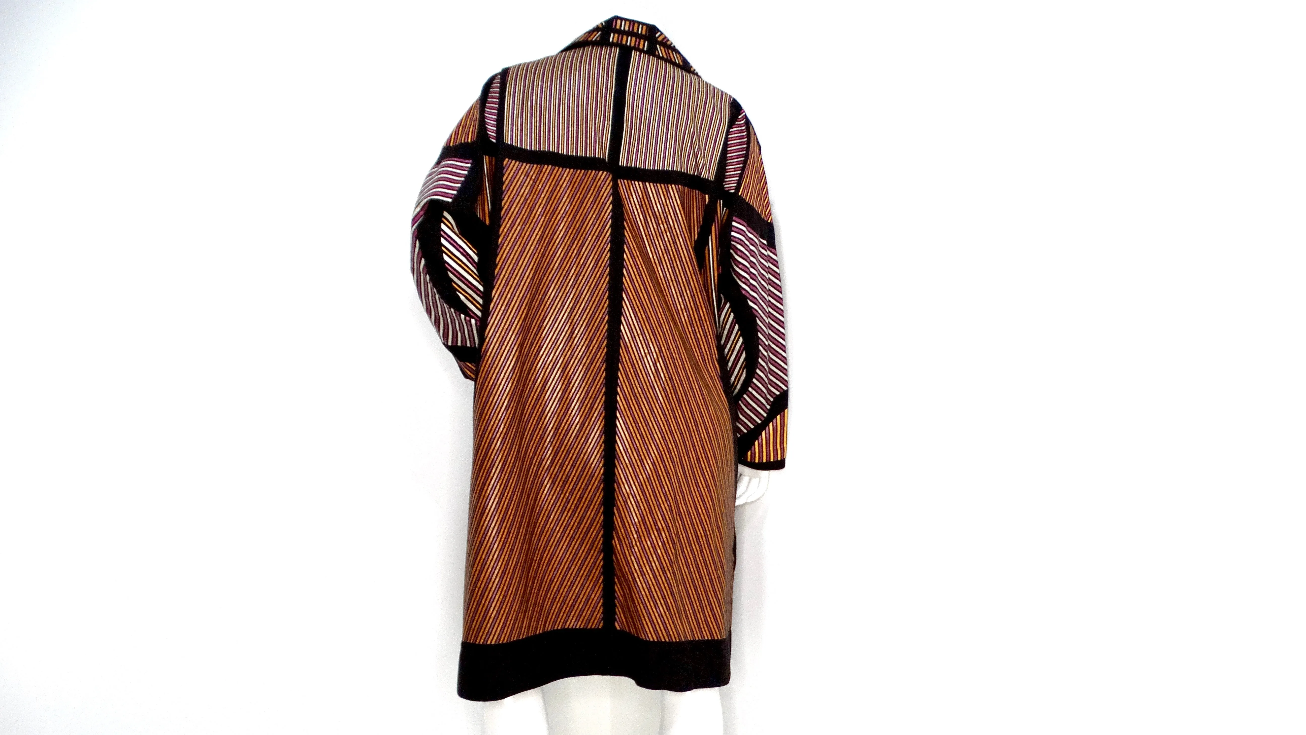 Issey Miyake Multi-Color Striped Car Coat