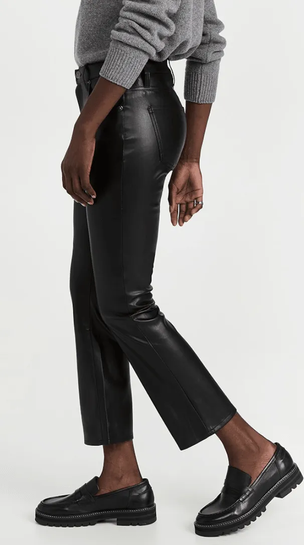 Lennon Slate Black Leather Pant