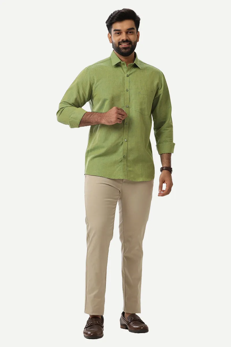 Linen Classic - Light Green Formal Shirts for Mens | Uathayam