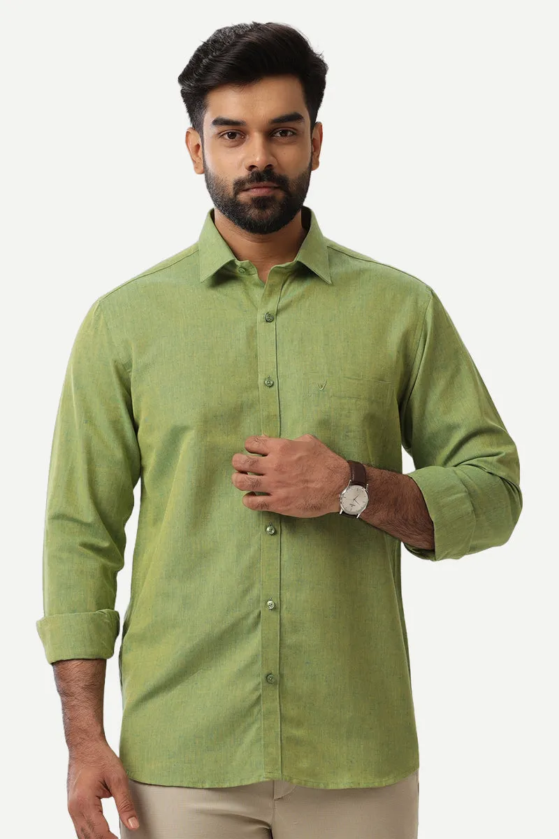 Linen Classic - Light Green Formal Shirts for Mens | Uathayam