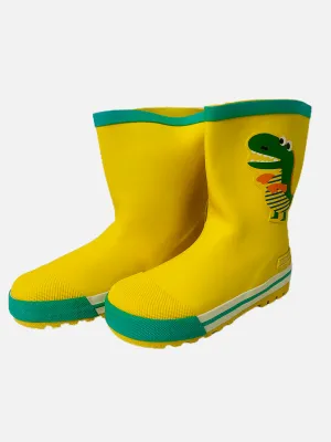 Little Surprise Box Mr. Yelosaur Stripe Flexible Rubber Rain Gumboots for Toddlers and Kids