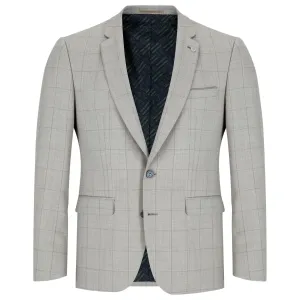 Lucian Windowpane Check Suit Jacket - Beige