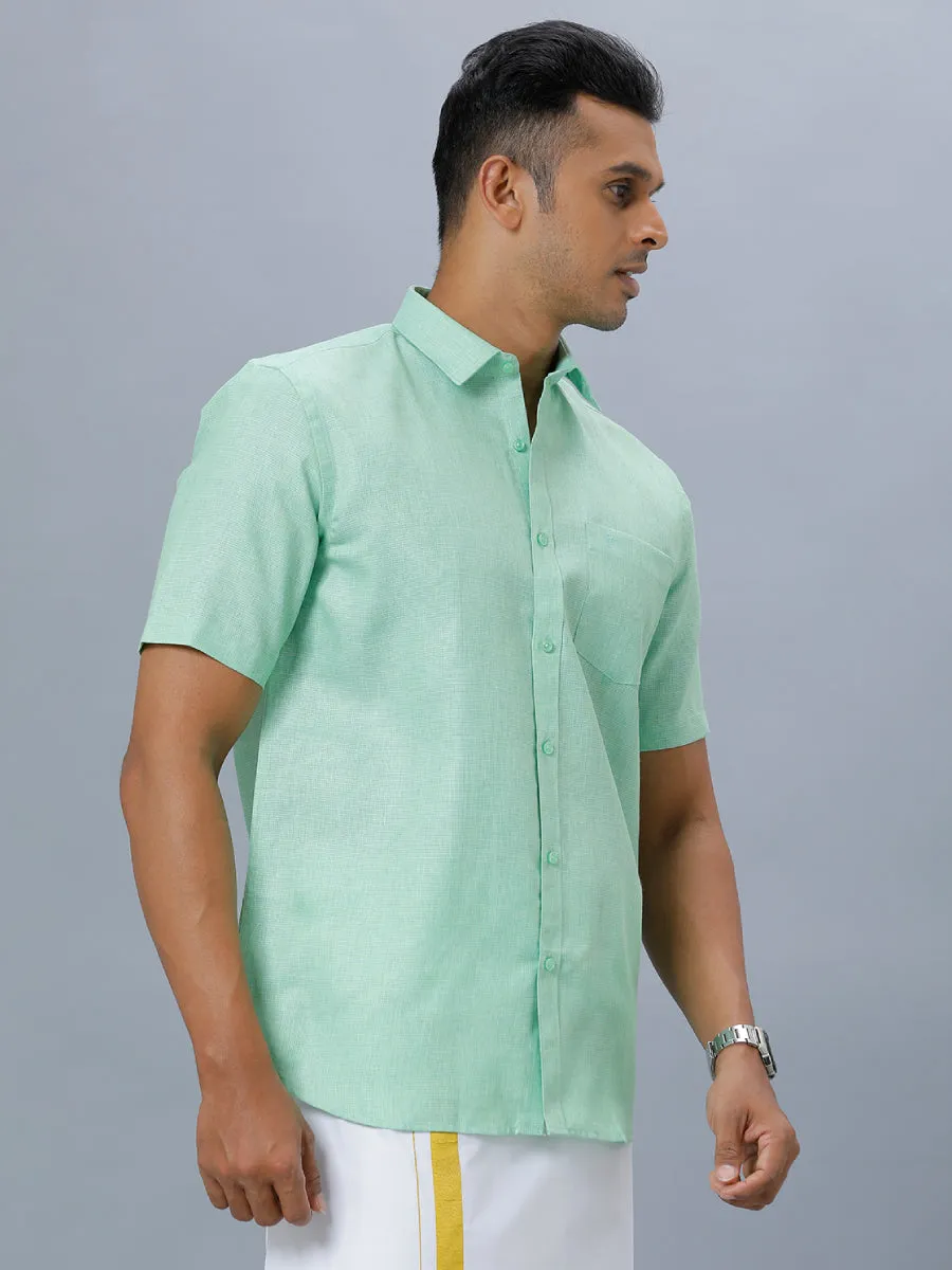 Mens Cotton Blend Half Sleeves Shirt Pista Green T25 TA3