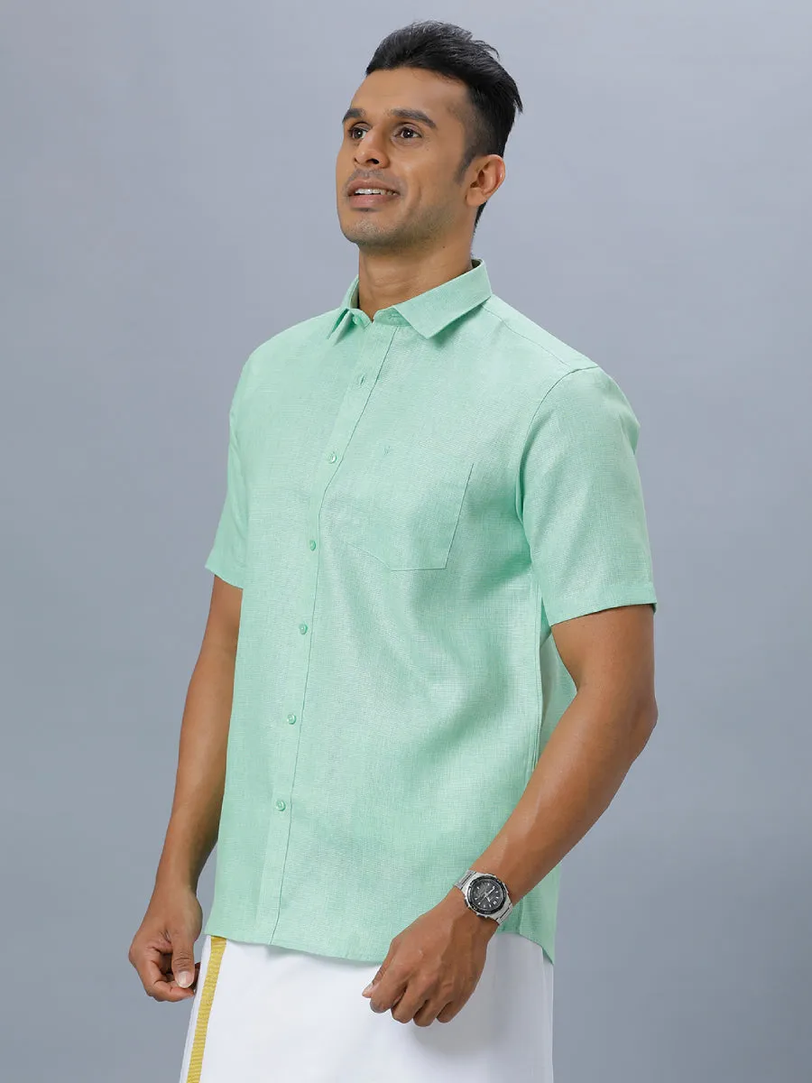 Mens Cotton Blend Half Sleeves Shirt Pista Green T25 TA3