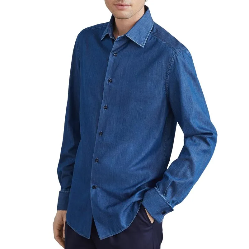 Men's Stylish Lapel Long Sleeve Shirt 02319474F