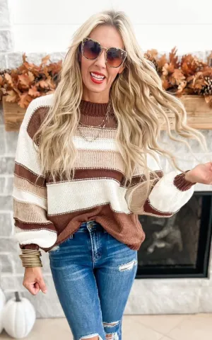 Mocha Cafe Striped Sweater