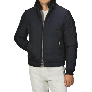 Navy Blue Nylon Down Padded Blouson