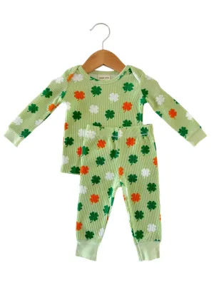 Organic Waffle 2-Piece Set, Green Clover