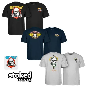 Powell-Peralta Classic Skateboard T-Shirts, 3-Pack with Stickers