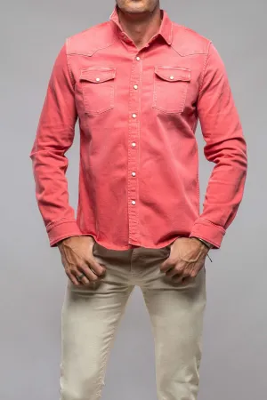 Ranger Colored Denim Snap Shirt In Washed Corallo