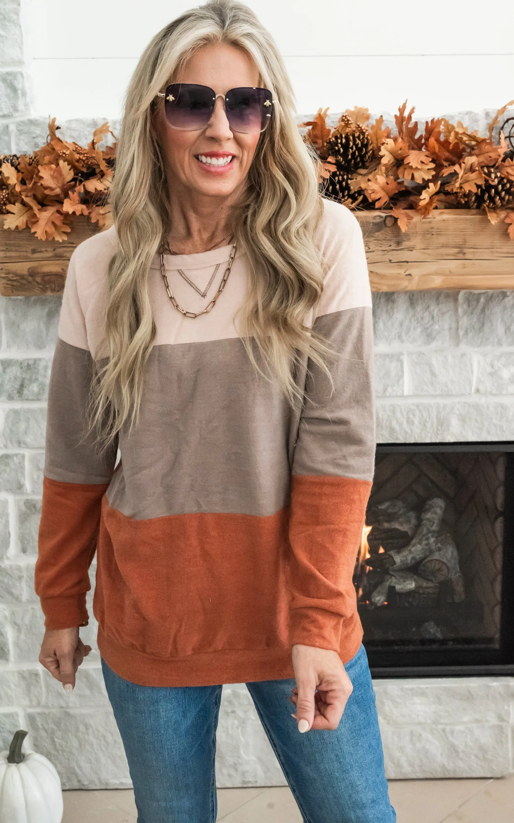 Ready To Recharge with Fall Striped Colorblock Sweater