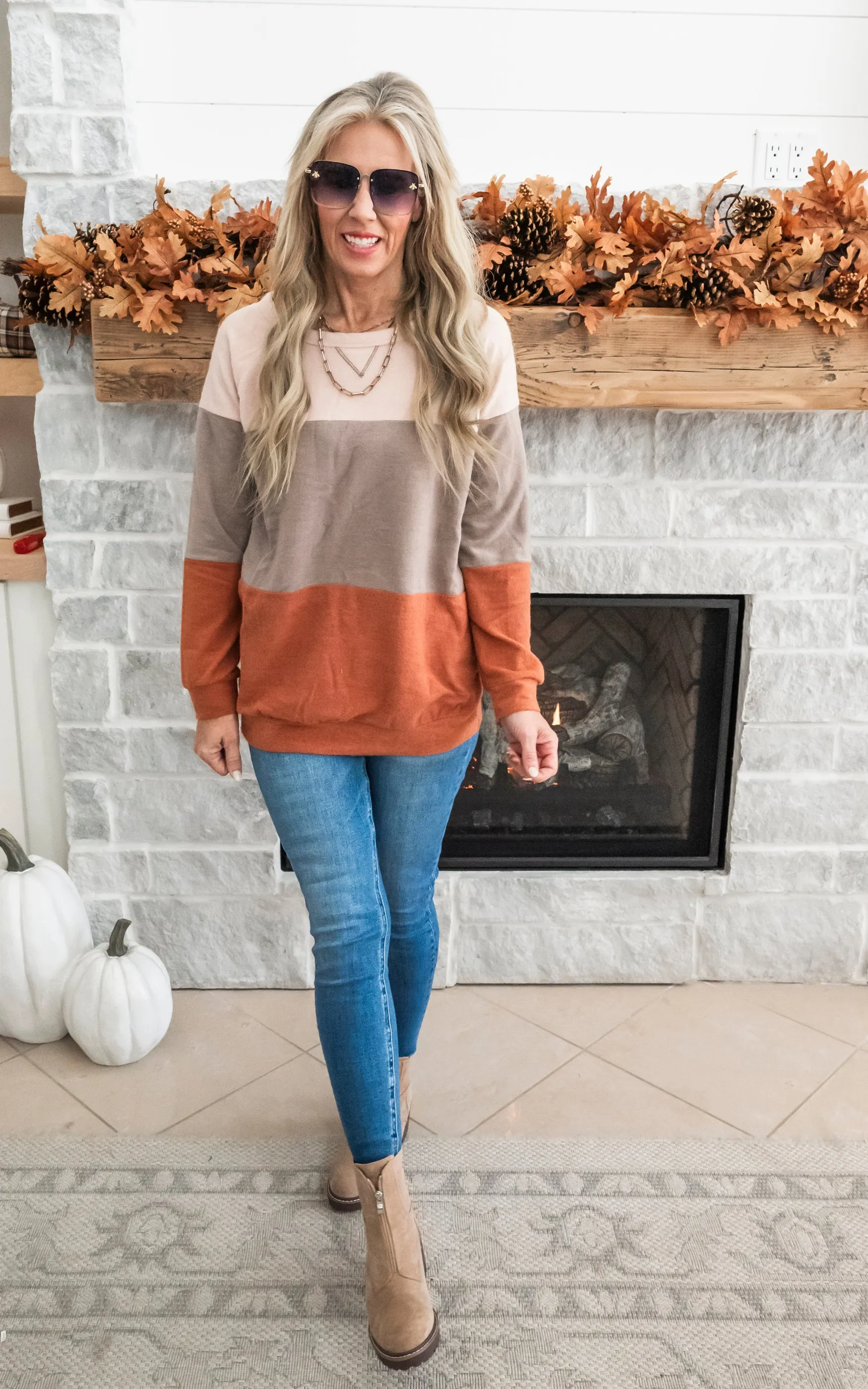 Ready To Recharge with Fall Striped Colorblock Sweater