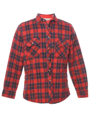 Red & Navy Flannel Checked Shirt - M