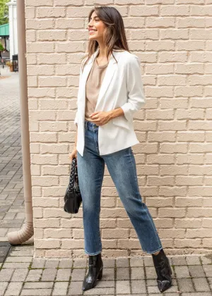 Stella 3/4 Sleeve Blazer-White