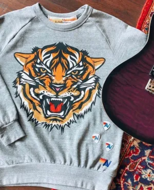 Tiger Print Crew Heather Grey