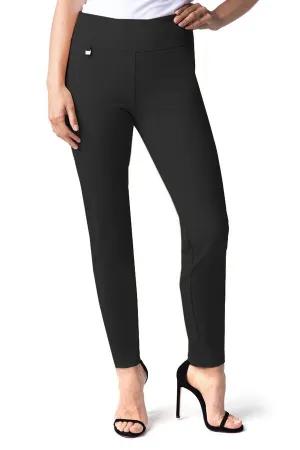 WIDE BAND BLACK PULL-ON Ankle Pant