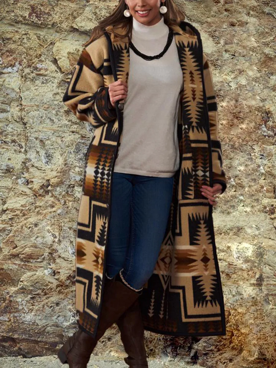 Winter Warm Geometric Women's Overcoat