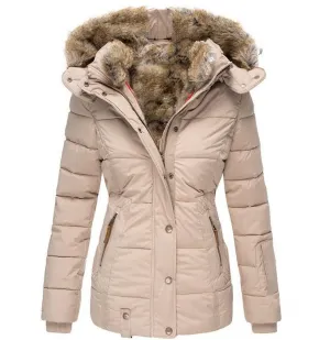 Women hooded slim fit winter keep warm faux fur coat