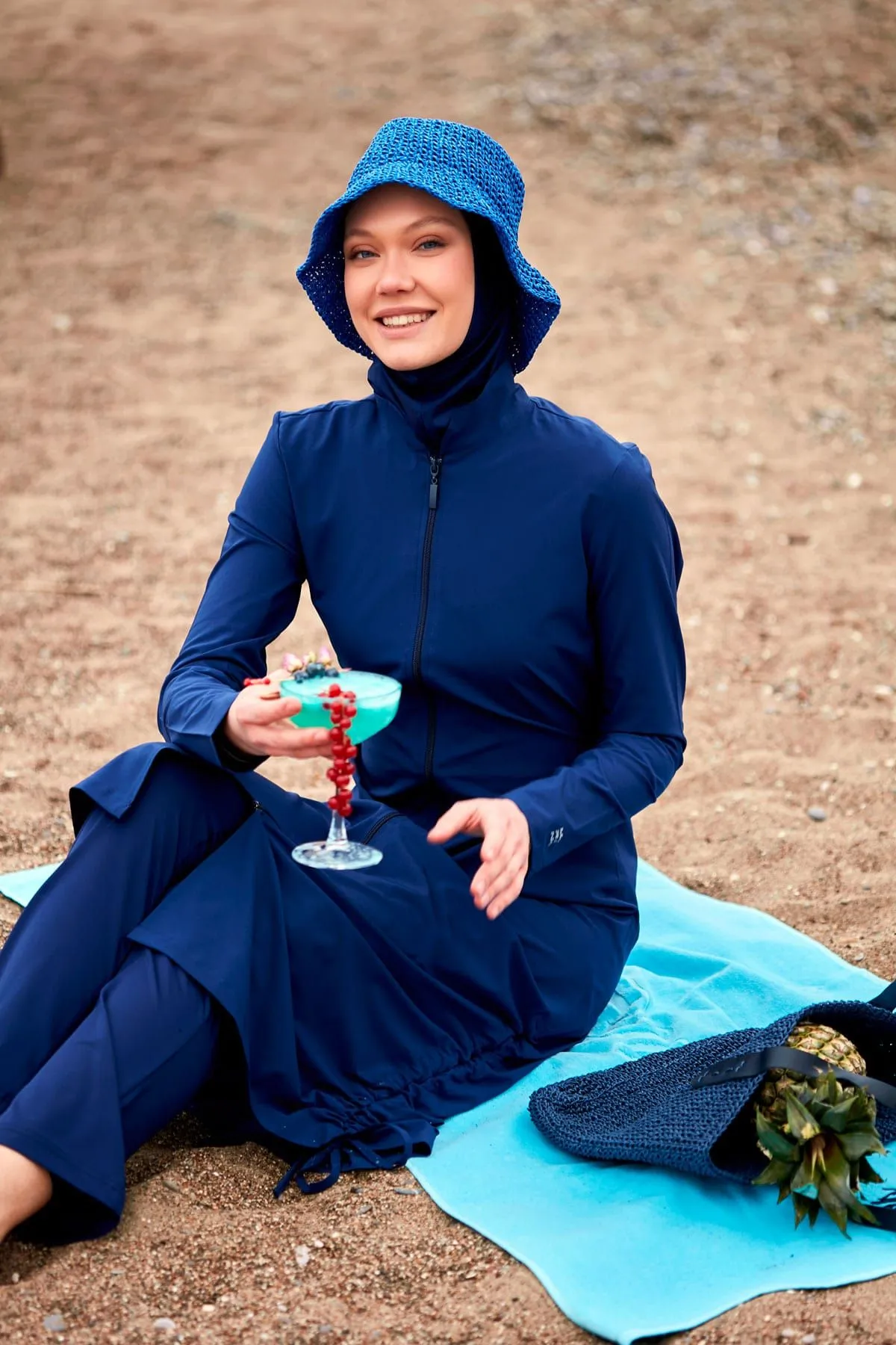 Woven Navy Burkini Modest Swimwear M2416